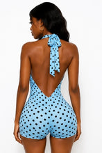 Load image into Gallery viewer, Blue Belle Polka Dot Romper